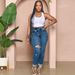 Women's Clothing Ripped High Waist Jeans Slim Fit Slim Design Trousers_mkmklike.com