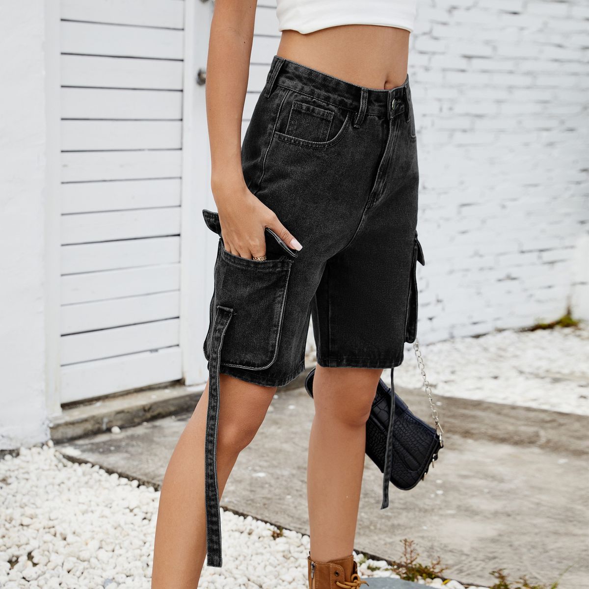 Women's Clothing Women's Summer New Fashion Washed Denim Workwear Shorts_mkmklike.com