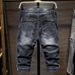 Men's Japanese Vintage Distressed Denim Shorts – Relaxed Fit Mid-Length Cargo Shorts With Elastic Waist (M-3XL, Black/Blue/White)_mkmklike.com