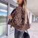 Women's Clothing Fashion Leopard Print Denim Jacket - Relaxed Fit Short Sleeve Casual Blouse For Daily Wear_mkmklike.com