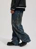 "Retro Streetwear Denim Pants – Loose Straight Fit Jeans With Rivet & Patch Design, Casual Style, Unisex (M-4XL)"_mkmklike.com