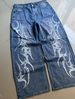 retro Blue Printing Baggy Jeans Y2K Harajuku Trend Men Women Hip Hop Fashion Casual Joker Couple Wide-leg Pants_mkmklike.com