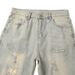 Men's Slim Fit Straight Leg Denim Jeans Yellowish Brown Ripped Distressed High Street Style Retro Trendy Trousers_mkmklike.com
