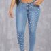 ZZ25093#2025 New American Style Women's High Street Pearl Decorated Skinny Jeans Casual Long Pants_mkmklike.com