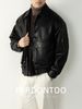 Loom Urban Cool! Men's Leather Jacket With Lychee Texture, Loose Fit, Winter Commuter Style, Handsome Turn-Down Collar Zipper_mkmklike.com