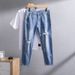 Large Size Men's Clothing Spring And Summer Thin Nine-point Jeans Men's Trend Loose And Fat Plus Size Ripped Jeans Men_mkmklike.com