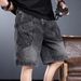 Men's Summer Denim Shorts Trendy Loose Fit Straight Leg Five Pocket Fashionable Cargo Shorts_mkmklike.com