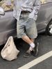 Distressed Vintage Washed Denim Shorts For Men - Relaxed Fit American Retro High Street Cargo Knee-Length Shorts_mkmklike.com