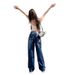 In-stock Vintage Blue Embroidered Straight-leg Jeans Women, High-waisted, Spring, Floor-length, Loose Wide-leg Pants,_mkmklike.com