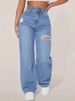 K Ladies' Fashionable Ripped Denim Pants_mkmklike.com