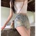 American Style Spicy Girl Denim Shorts, Women's Summer New High Waisted Design, A-Line Slimming, Elastic Blue Ultra_mkmklike.com
