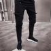 Men's Ripped Jeans – Slim Fit Stretch Denim Pants With Zipper Ankle (Black)_mkmklike.com