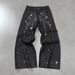 Harajuku Hip Hop Jeans – Studded Distressed Denim Pants With Drawstring, Loose Straight-Leg Unisex Style_mkmklike.com