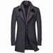 Men's Wool Wool Trench Coat Scarf Collar Mid Length Wool Coat Jacket_mkmklike.com