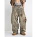 Men's Clothing Vintage Wash Distressed Denim Jeans - Unisex Baggy Wide Leg Cropped Pants With Unique Washed Effect (Brown, S-XXXL)_mkmklike.com