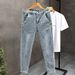 Men's Clothing Men's Slim Fit Cropped Jeans Trendy Brand Washed Ripped Spring Thin For Formal & Casual Casual Pants_mkmklike.com
