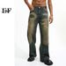 EF JEANS | 2023 Autumn And Winter New Retro Washed Drape Loose Jeans Men's Black Straight Wide-leg Pants_mkmklike.com