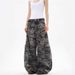 Unisex Retro Camo Wide-Leg Cargo Pants – Trendy Loose Fit, Reverse Design & Distressed Detailing_mkmklike.com
