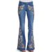 Plus Size Women Boho Embroidery Flower Demin Pants Sexy Boot Cut Jeans Heavymetal Trouser 2025 Europe Fashion Street Demin Pants_mkmklike.com