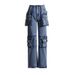 Women's Clothing stretch straight jeans early spring new design big pocket stitching slim denim trousers women_mkmklike.com