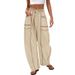 K Casual And Versatile Women's Loose Wide Leg Pants, Casual And Fashionable Drawstring Casual Pants_mkmklike.com