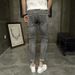 American High Street Ripped Jeans Men's Trendy Brand Ruffian Handsome Graffiti Scratched Patch Elastic Slim Small Feet Trousers_mkmklike.com