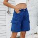 Women's Washed Denim Cargo Shorts Streetwear Mid-Length Summer Shorts Trendy Comfortable Multi-Pocket Design_mkmklike.com