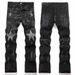 Men's Trendy Stretch Slim Fit Jeans Black Rhinestone Flared Patchwork Youth Style Nicholas Tse 3972_mkmklike.com