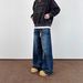 Men's American Vintage Washed Denim Jeans, Streetwear Relaxed Fit Distressed Baggy Drag Pants_mkmklike.com