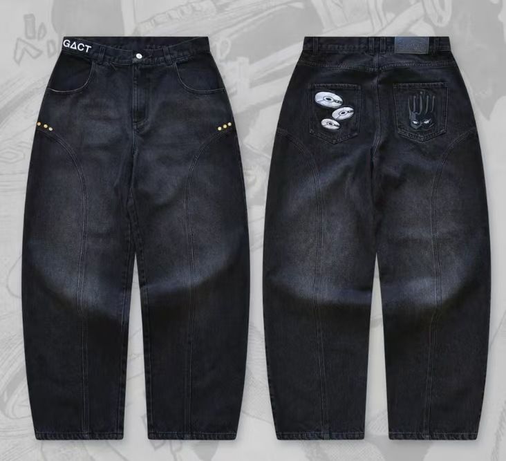 Men's Clothing Men's Retro Style Star Embroidered Jeans Straight Leg Fashionable Long Pants High End Feel For Formal & Casual_mkmklike.com