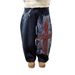 British Flag & Cross Embroidered Wide-Leg Jeans - Vintage Streetwear Denim Pants For Men (High Waist, Straight Fit, Deep Blue/Full Print)_mkmklike.com