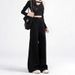 Black Wide-leg Jeans For Women, 2025 New Plus-size High-waisted, Loose-fitting, Slimming, Straight-leg, Flared,_mkmklike.com