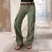 Women's Retro High-Waisted Wide-Leg Stretchy Denim Work Pants with Multiple Pockets Straight Leg for American Markets_mkmklike.com