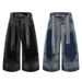 Heavyweight Denim Shorts For Men And Women Retro Distressed Wash 3D Pleats Metal Studs Trendy Edgy Style_mkmklike.com