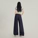 Summer New Blue American Retro Loose Wide-leg Pants For Women With Versatile Striped Patchwork Design Denim Trousers_mkmklike.com