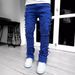 Men's Clothing Creative New Men's Fashion Trend Ins Elastic Tassel Patch Denim Straight Pants_mkmklike.com