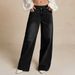 High Waist Wide Leg Jeans For Women - Soft Stretch Denim Pants With Tapered Fit, Comfortable & Flattering For Pear Shape, Classic Black & Gray Wash_mkmklike.com