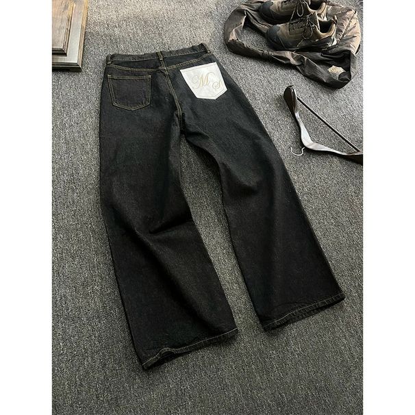 Men’s Vintage Black Baggy Jeans – Retro Wide Leg & Slight Flare Denim Pants For Streetwear_mkmklike.com