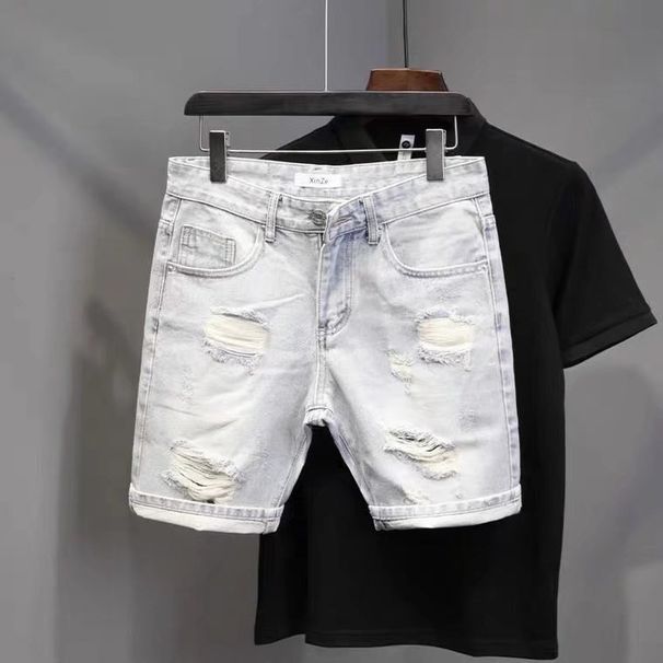Men's Clothing Retro All-Match Loose Straight Denim Shorts Casual Pants_mkmklike.com