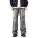Nordmann American Style Cargo Jeans For Men Loose Wide-Leg Washed Vintage Casual Pants High Street Trendy Brand Straight_mkmklike.com