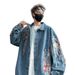 Men's Clothing Bohemian Embroidered Denim Jacket For Men & Women - Vintage Loose Fit Workwear Coat With Floral Stitching, Casual Streetwear_mkmklike.com
