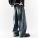New Men's Wide Leg Straight Leg Jeans 2025 High Street Trendy Brand Casual Long Pants Loose Fit for Youth Autumn Winter Washed_mkmklike.com