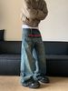 Men's Clothing Retro Washed Old Niche Printed Jeans Men's Spring New Loose Design Straight Pants_mkmklike.com