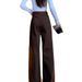 Merlad Brown High Waist Wide Leg Jeans for Women Loose Fit Slimming Fleece Lined Straight Leg Pants Autumn Winter plus Size_mkmklike.com