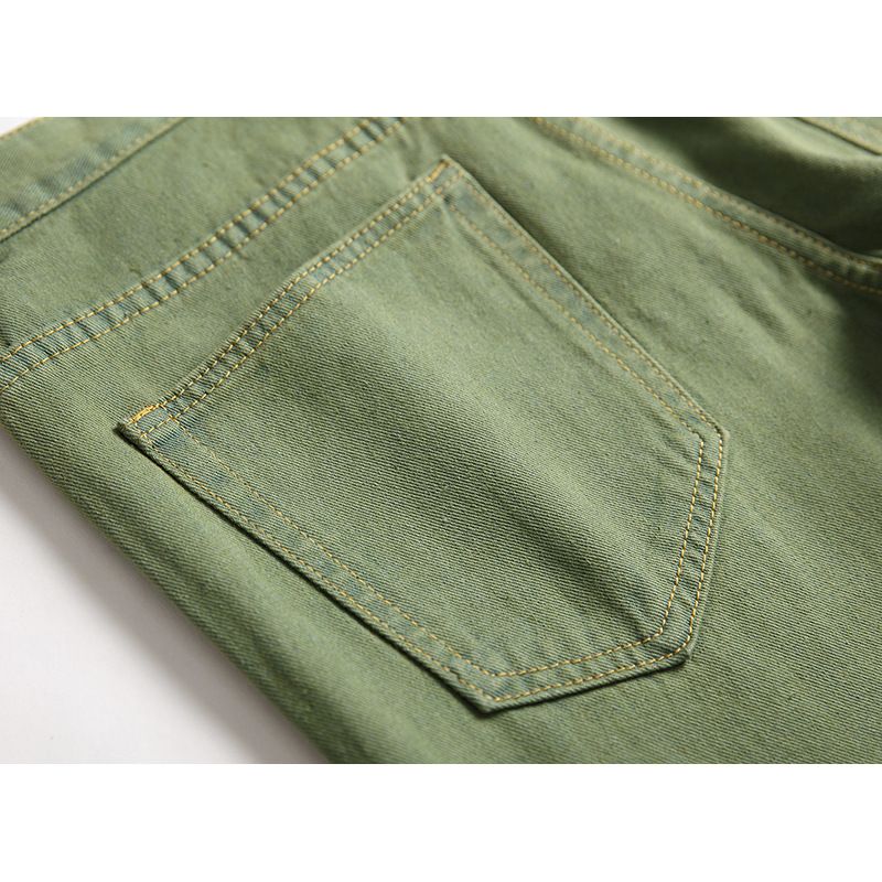 Suitable For All Seasons Men's Military Green Men Plus Size Straight Jeans_mkmklike.com