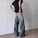 Vintage American Style Candy Chain Denim Pants For Men, Straight Leg Wide Trousers, Casual Long Pants For Spring And Autumn_mkmklike.com