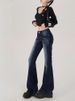 Petite Low-Rise Flared Jeans For Women – Vintage Dark Blue Stretch Denim, Slim Fit & Retro Y2K Style (XS-XL)_mkmklike.com