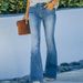 Cross-Border Independent Station 2022 Spring Summer New Slim Fit Multi-Button Flared Washed Women's Jeans_mkmklike.com