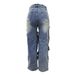 Women's Clothing Fashion Button Denim Decorated Loose Denim Pants_mkmklike.com