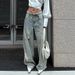 Women's Retro Distressed Ripped Jeans Loose Fit Floor Length Casual Cotton Trousers For Spring_mkmklike.com